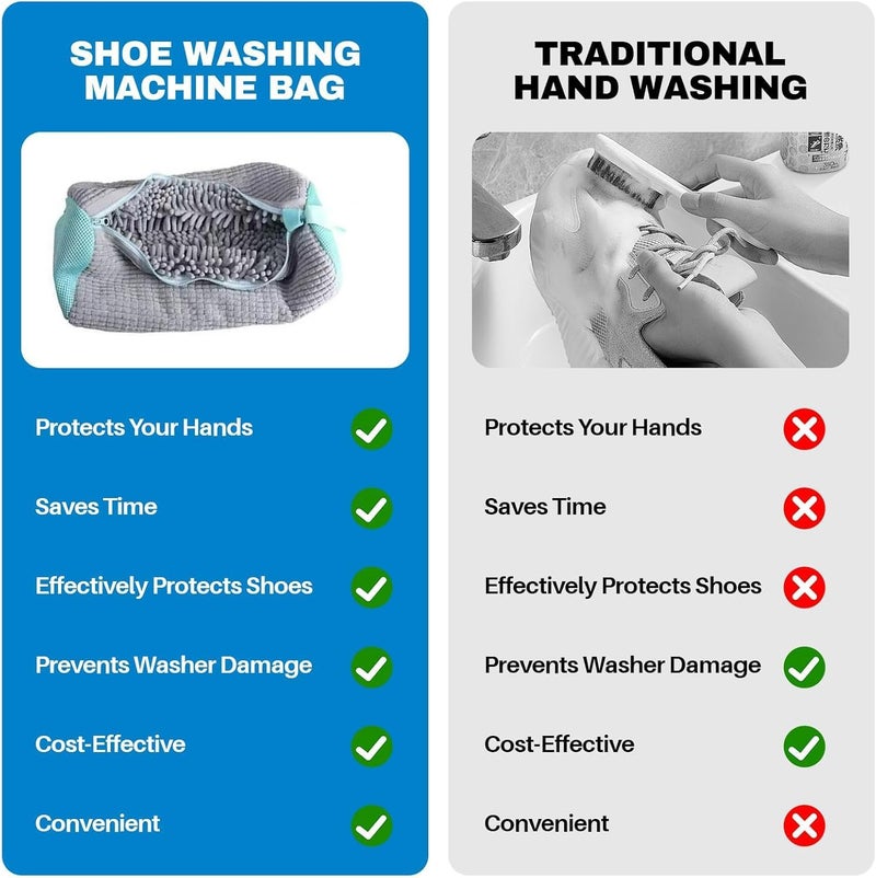 Fachoige Shoe Laundry Bags for Washing Machine, 4 Pcs Shoe Washing Bag, Laundry Shoe Bag for Washer and Dryer, Reusable Shoe Washing Bags Shoe Washing Machine Bag (Grey-4Pcs) - Image 3